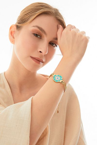 Fulla Moda Evil Eye Beaded Steel Bracelet