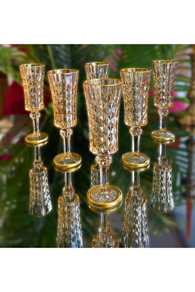 bellanest 6'lı Şık-Kristal Görünümlü Kahveyanı -Meşrubat-Su Bardağı(130 ml)