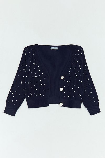 Fulla Moda Bead Embroidered Girl's Knitwear Cardigan