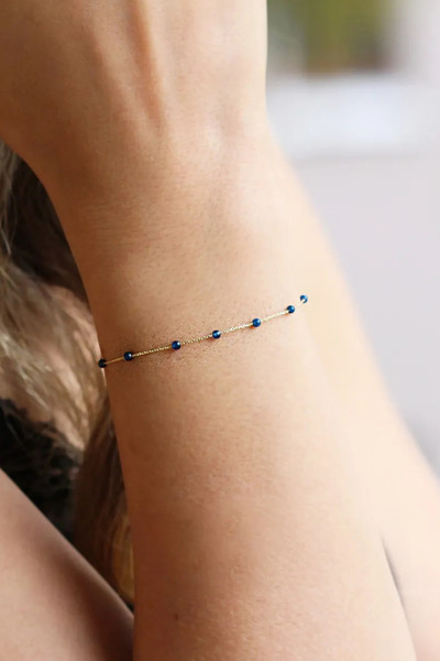 Glorria Kadın Altın Mavi Taşlı Bileklik DM0050-M