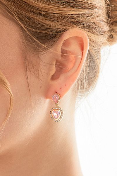 Fulla Moda Stone Heart Earrings