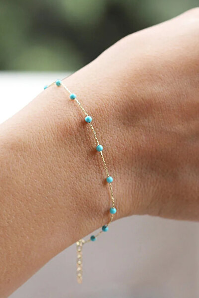 Glorria Kadın Altın Turkuaz Taşlı Bileklik DM0050-T