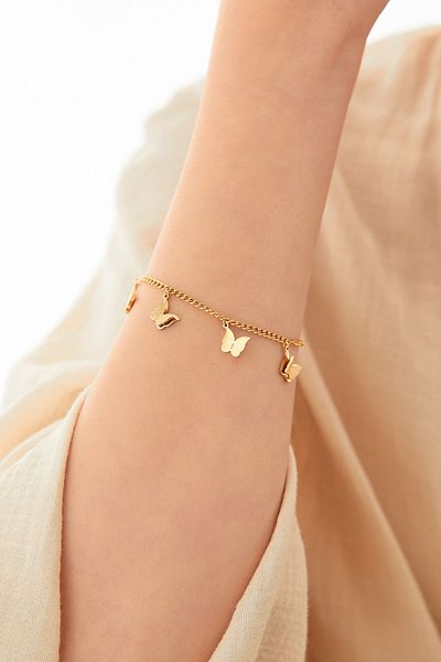 Fulla Moda Stoned Butterfly Steel Bracelet