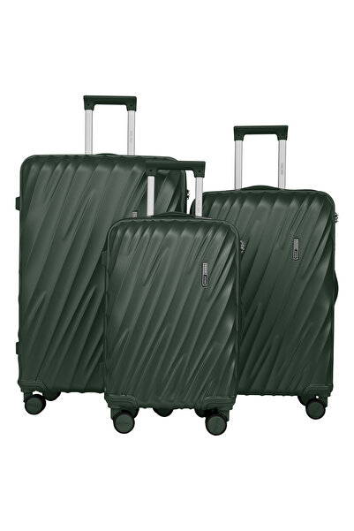 PARAJOHN مجموعة عربة أمتعة ABS من سلسلة Swirl، مكونة من 3 قطع - باللون الأخضر