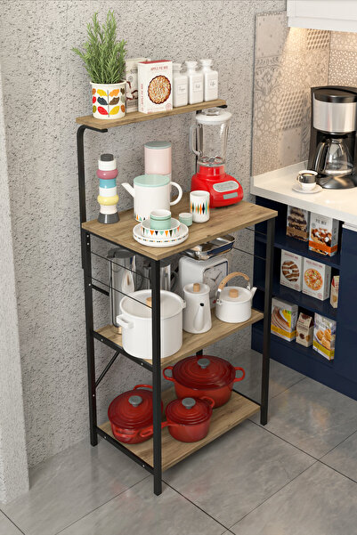 net mobilya Kahverengi NETPLUS COK AMAÇLI MUTFAK RAFI Modern Garantisiz Sunta...