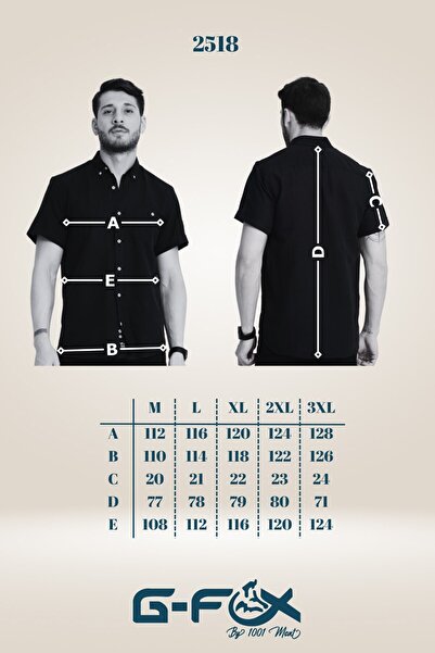 G-FOX Ανδρικό πουκάμισο από βαμβακερό λινό με κανονική εφαρμογή - τσέπη, γιακάς με κουμπιά, κοντό μανίκι 2518