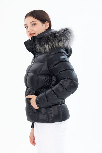 G-FOX Women's Short Detachable Fur Hooded Padded Puffer Jacket 8347