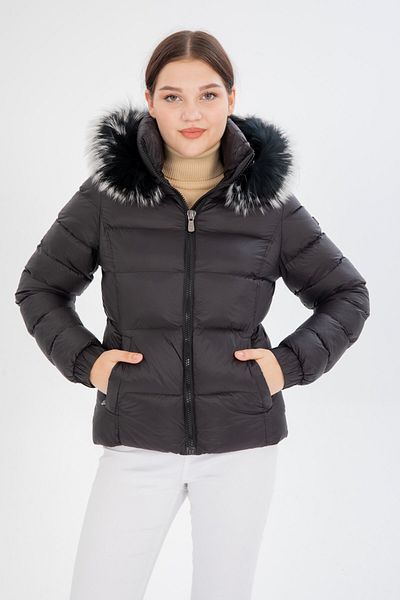 G-FOX Women's Short Detachable Fur Hooded Padded Puffer Jacket 8347