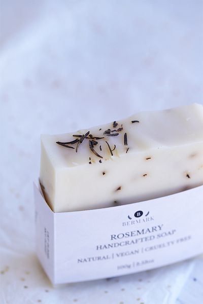 bermark Natural Handmade Cold Process Rosemary Soap - Revitalizing & Purifying Skin Care 1 Piece 100 Grams