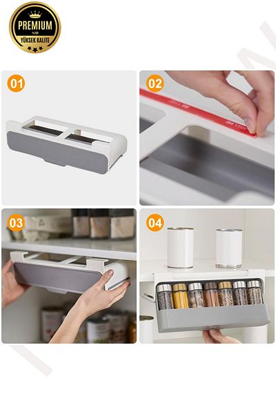 Pembishayatlar In-Cabinet Shelf Organizer Under-Shelf Spice Rack, Storage Box