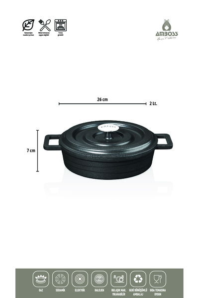Amboss 7 Parça Copper Döküm Tencere Seti (SİYAH)
