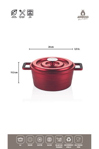 Amboss 7 Piece Copper Cast Pot Set (Red)