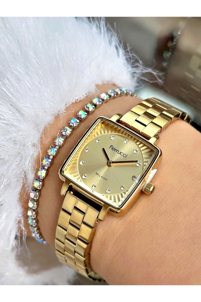 Ferrucci FERRUCCİ GOLD KARE METAL KADIN KOL SAATİ
