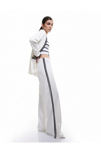 Koton Viscose Blended Side Striped Palazzo Trousers