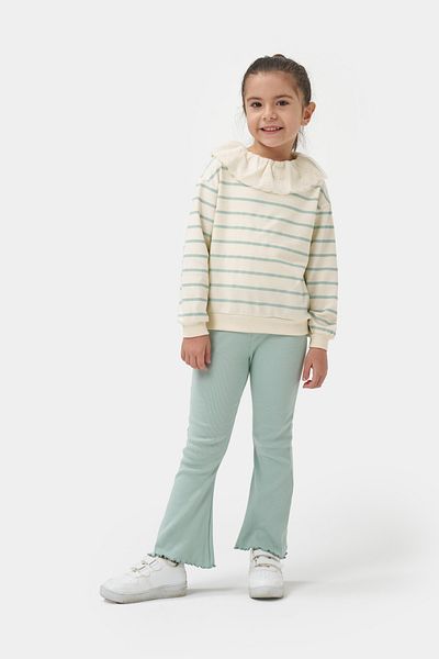 Minipodyum Girl's Crowned Striped Spanish Leg Leggings Double Suit