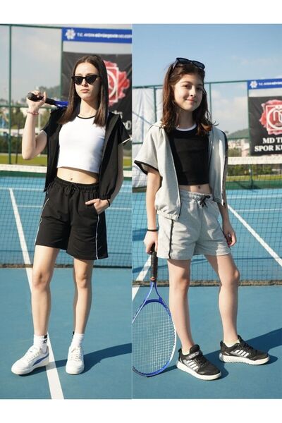 cm buseyiz Siva i crna - Sa kapuljačom jakna sa patentnim zatvaračem, Skraćen...