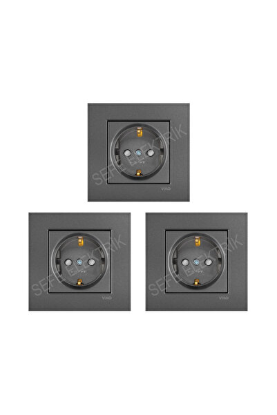 VİKO Viko Novella Füme Ç.K Topraklı Priz 3 Adet Çerçeve Dahil