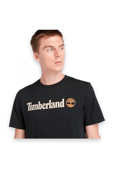 Timberland Tb0A5Upq Men's Linear Logo Sleeve Black T-Shirt