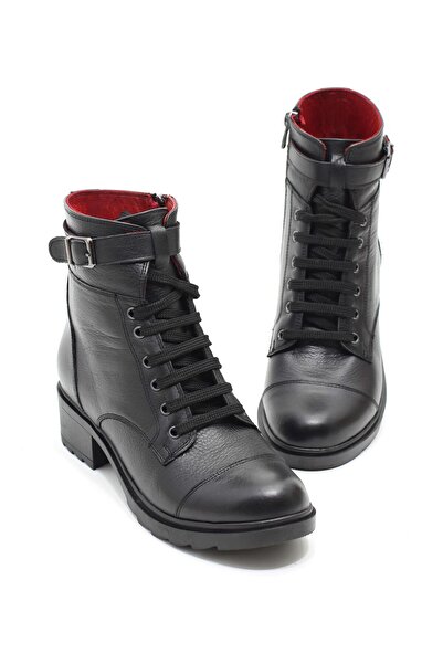 lizel SELİNDA SİYAH RENK GERÇEK DERİ KADIN POSTAL BOT