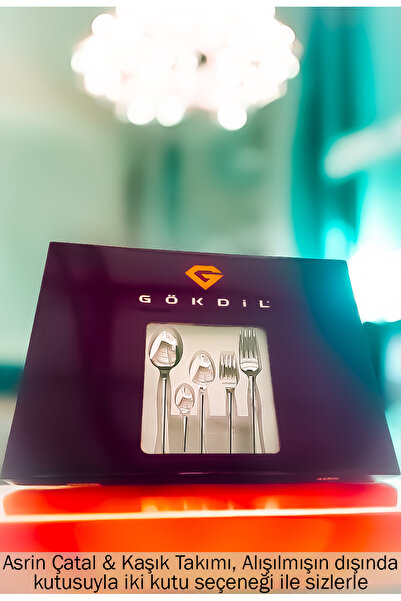 Gökdil Asrin 24 Pieces 6 Seater & Stainless Steel 18/10 Luxury Boxed Fork&Spoon&Knife Set