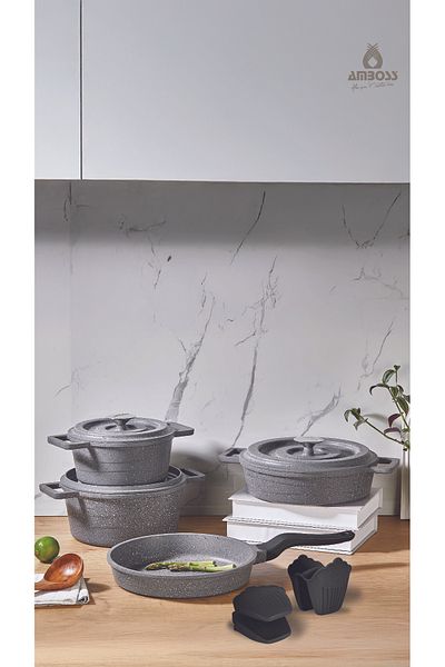 Amboss 7 Piece Copper Cast Pot Set (Grey)