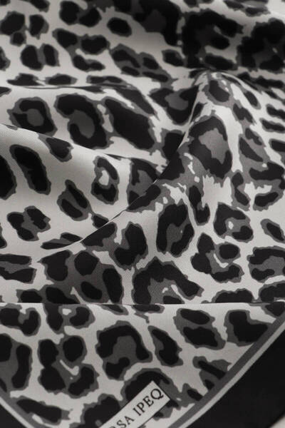 Bursa İpek Smoked Leopard Pattern Twill Silk Scarf