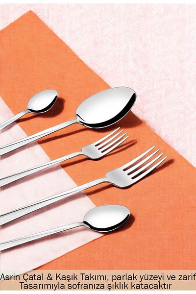 Gökdil Asrin 48-Piece 12-Seater & Stainless Steel 18/10 Luxury Boxed Fork&Spoon&Knife Set