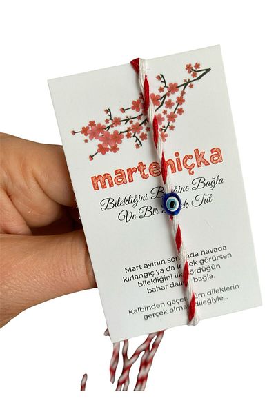 312 KONSEPT 12Pcs Card and Evil Eye Beaded Martenish Yarn Wish Bracelet Set
