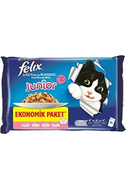 FELIX Tavuklu Ve Sığır Etli Yavru Konserve Kedi Maması 4x85 gr