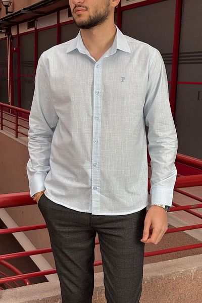 inpool Мъжки, яка на риза, обикновена кройка, памук, ленена тъкан, култура на старите пари, риза с бродирани детайли G10