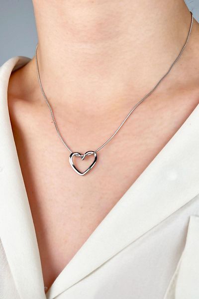 Sose Moda Knot Heart Steel Necklace - Silver