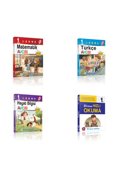 Mutlu Yayıncılık Mutlu 1. Sınıf Matematik Türkçe Hayat Bilgisi Avcısı Hızlı Okuma 4 Kitap Seti Yeni Müfredat
