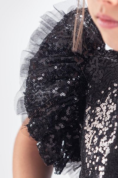 Minik Dolap Βραδινό φόρεμα για κορίτσια Sequin Sequin Tailed - Μαύρο