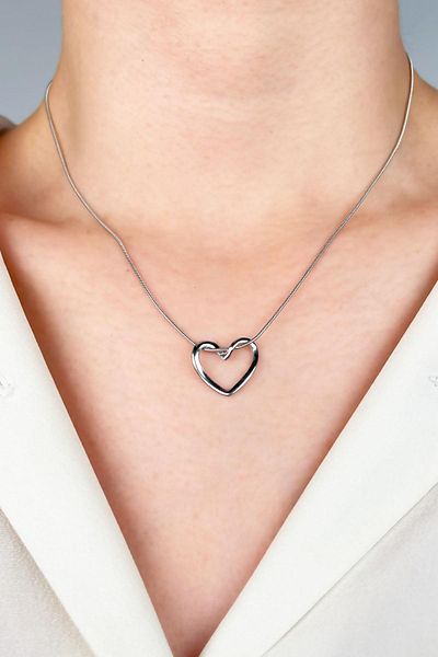 Sose Moda Knot Heart Steel Necklace - Silver