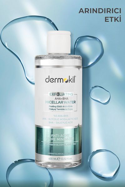 Dermokil Exfoliating Aha Bha Niacinamide Micellar Makeup Cleansing Water 400 ml