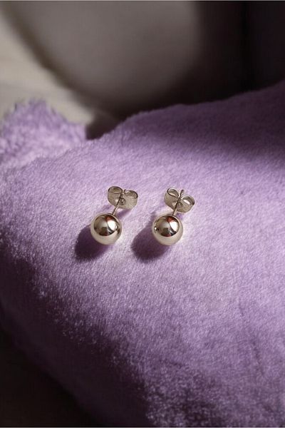 Osha Aksesuar Silver Color Pearl Ball Earrings