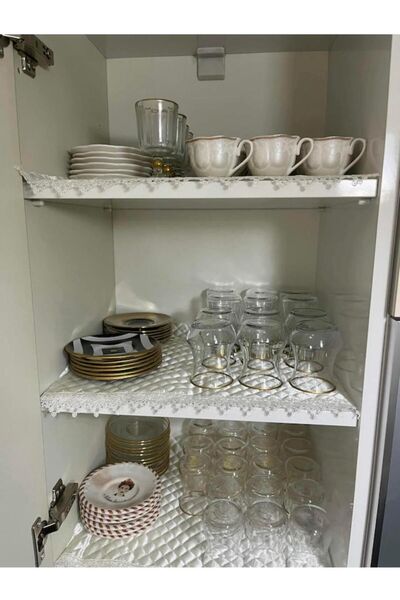 ALPER BAŞHELVACI كريم 55 سم × 10 متر غطاء رف مبطن من الساتان الفاخر مع زراعة ...