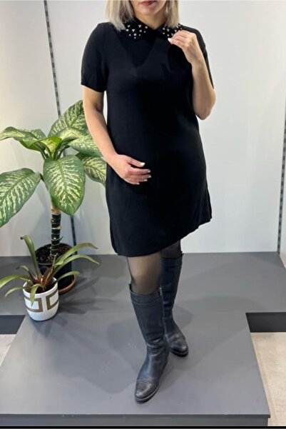 miss kloş YAKA TAŞ DETAY MİNİ ELBİSE