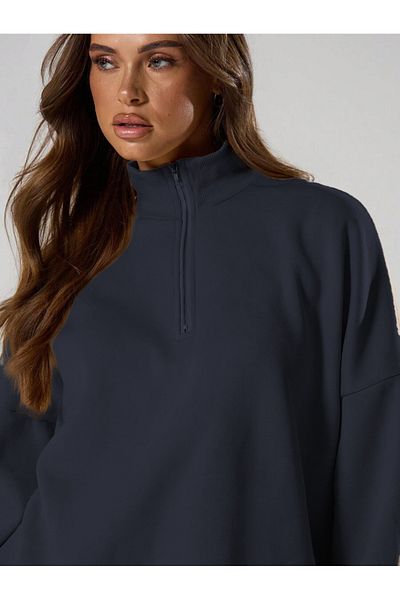 BayBayan Women's Half Zip New Basic Pullover Sweatshirt