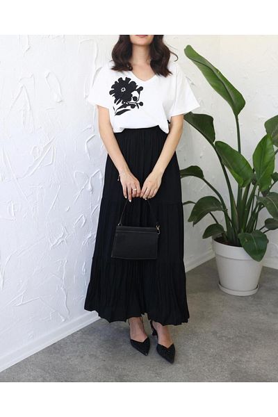 Org Marka Store Ipk Yl V-Neck Black Patterned Short Sleeve Tsh