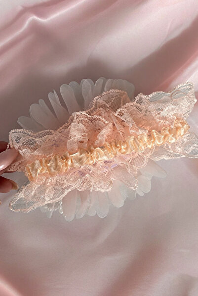 TAKIŞTIR Pink Color Rose Figured Pearl Detailed Children's Hair Band