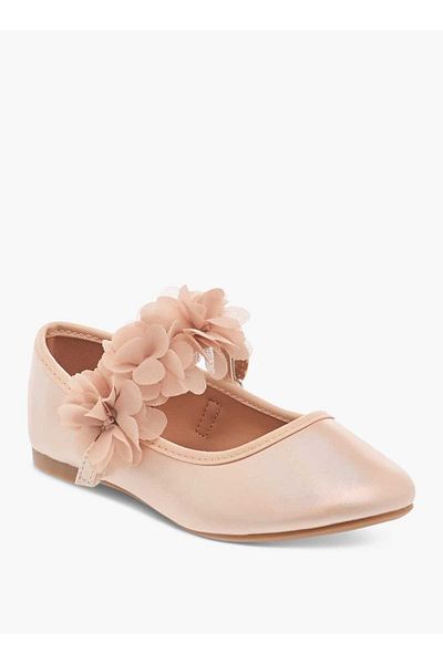 Flora Bella by Shoexpress Flora Bella Flower Applique Mary Jane Shoes with Hook and Loop Closure