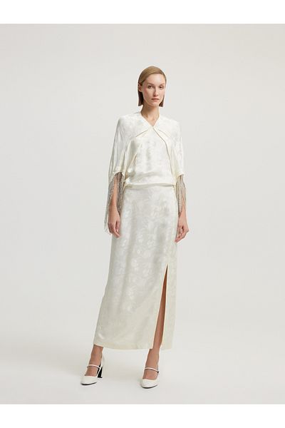 BAQA Cream Dress with Stone Sleeves