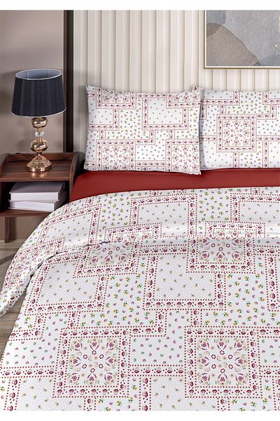 Evim Minnie 100% Cotton Akfil Cotton Single Duvet Cover Set 160X220Cm Claret Red