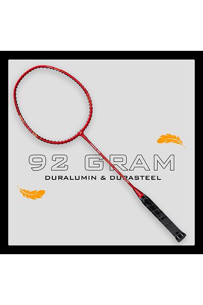 Hundred Powertek 200 PRO Badminton Racquet | Dark Red | G5 Grip | Aluminium | 95g, 18-20lbs | Head Cover