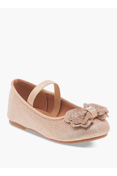 Flora Bella by Shoexpress Flora Bella Bow Accent Slip-On Ballerina Shoes with Elastic Strap Detail