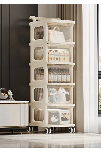 ALMUFARREJ أدراج تخزين وتنظيم متعددة الأغراض بخمسة أرفف، 26 × 34 × 93 سم