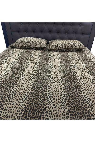 She&Co Set cearșaf dublu elastic cu model leopard
