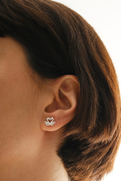 jingle bells Kuğu Küpe 925 Ayar Gümüş Rodyum