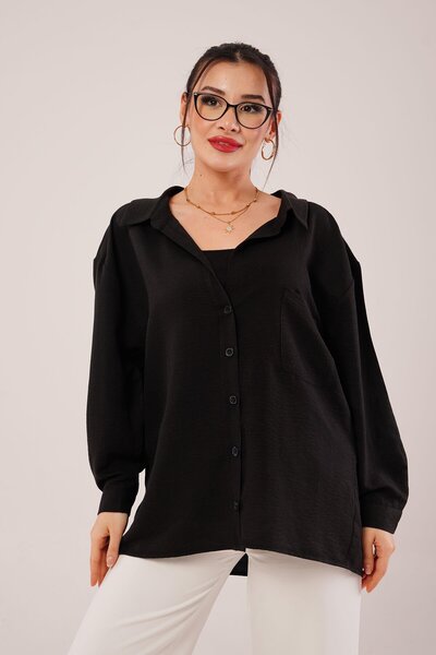 Hipo Trend Μαύρο Oversize Aerobin πουκάμισο με μονή τσέπη